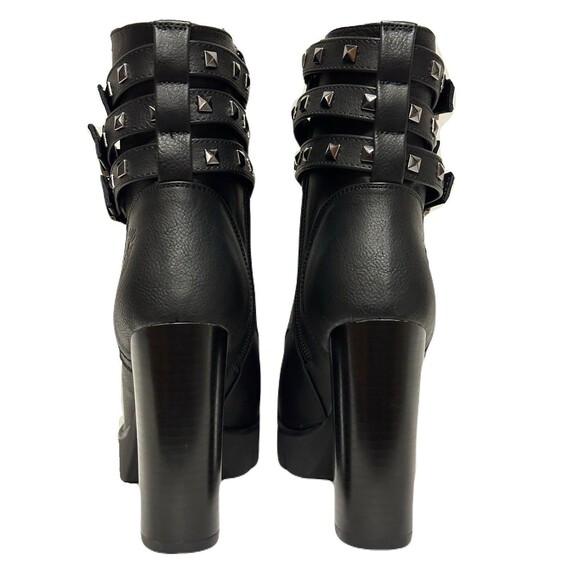 NEW Milwaukee Performance Womens Size 6 Black Lace Up Moto Boots Studded Straps - Picture 6 of 10